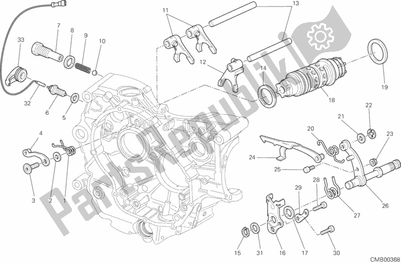 Alle onderdelen voor de Schakelnok - Vork van de Ducati Monster 795-Thai 2012